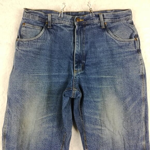 Lakin McKey Mens Jeans Carpenter‎ Flannel Lined Blue Denim Medium Wash 38x32 - Picture 3 of 14